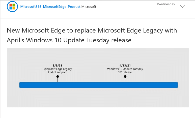 anuncio de Microsoft sobre Edge Legacy